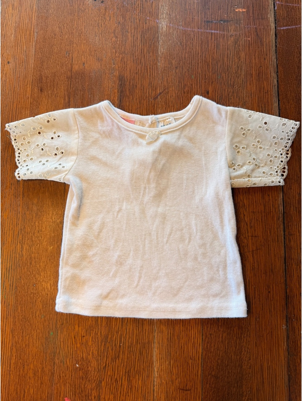 12m Cradle Togs Baby White Eyelet Sleeve Shirt